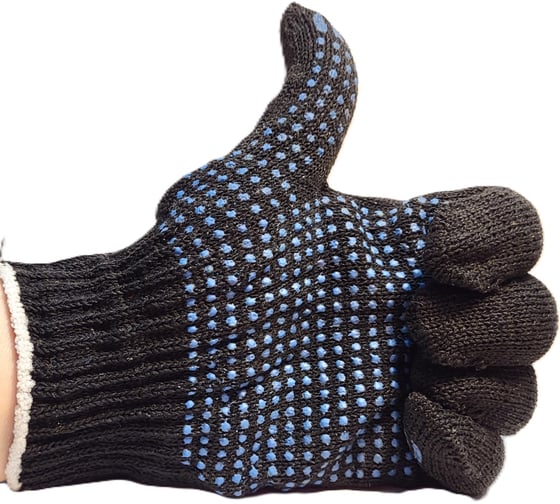 Изображение товара Перчатки R2R х/б с пвх, 10класс, 4 нити, черные, 100 пар 0410BL-100