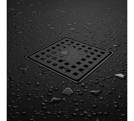 Изображение товара Душевой трап RGW SDR-13B-11 квадрат 110x110 черный, диаметр 50 мм без ножек, с решеткой 47211311-04