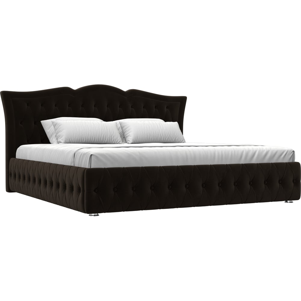 Изображение товара Интерьерная кровать Лига диванов Герда 200 коричневая из микровельвета