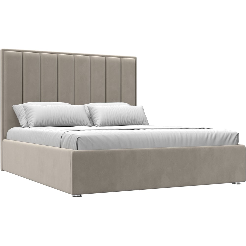 Изображение товара Интерьерная кровать Афродита 160 микровельвет бежевый с ящиком и подъемным механизмом