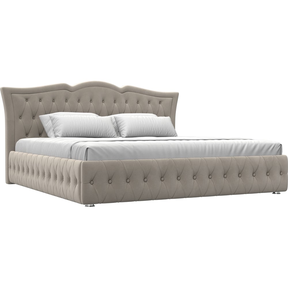 Изображение товара Интерьерная кровать Герда 200x200 см бежевый микровельвет современный стиль