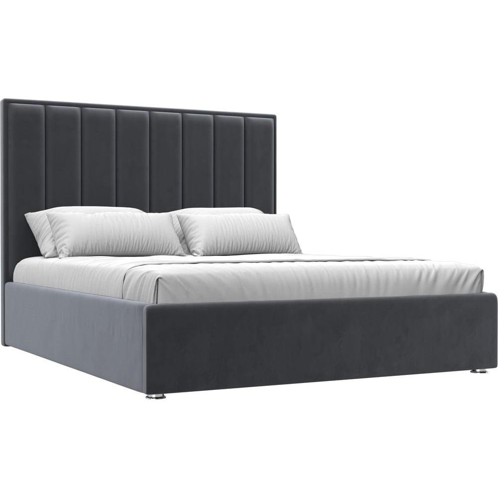 Изображение товара Кровать Афродита 160 на подъемном механизме из велюра серого цвета