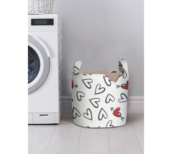 Изображение товара Корзина для хранения вещей JoyArty Черно-белые сердечки 35x35 см gaba_422629_S