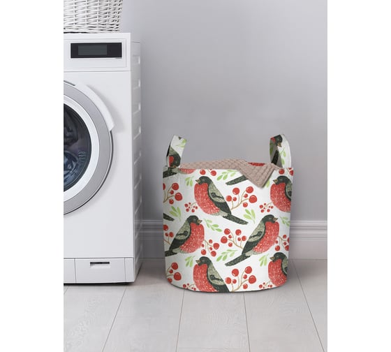 Изображение товара Корзина для хранения вещей JoyArty снегири прилетели 35x35 см gaba_419848_S