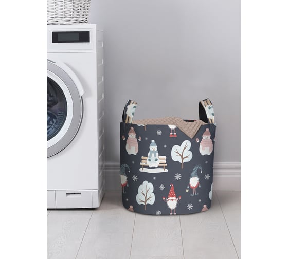 Изображение товара Корзина для хранения вещей JoyArty снеговик в шапочке 35x35 см gaba_419832_S