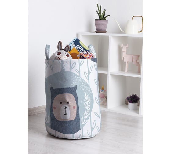 Изображение товара Корзина для игрушек и белья JoyArty Медвежонок смотрит 50x35см toba_423835_M