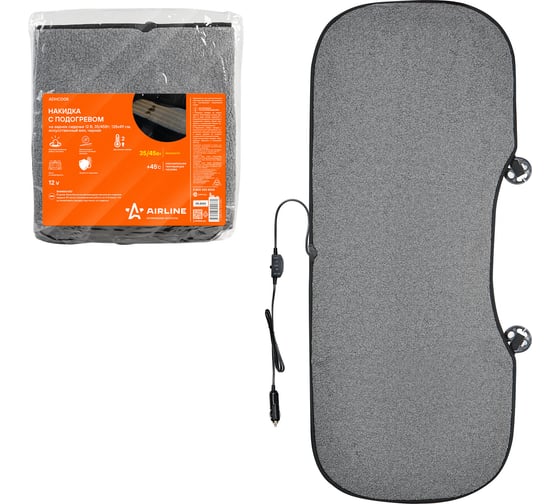 Изображение товара Накидка с подогревом на заднее сиденье Airline 12 В, 35/45Вт, 128х49 см, искусственный мех, черная ADHC008