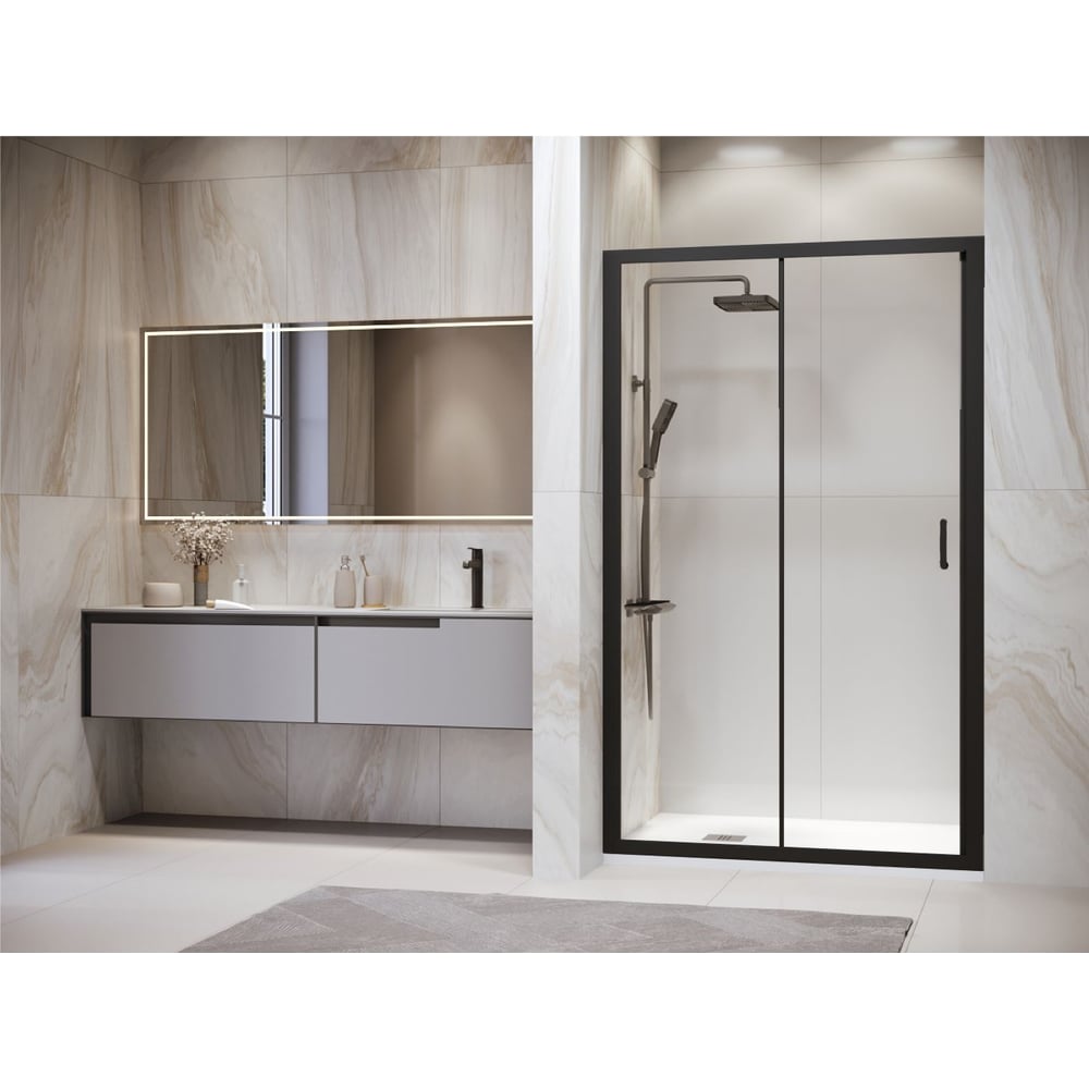 Изображение товара Душевая дверь RGW 120x195 PA-14 B черная прозрачная закаленное стекло