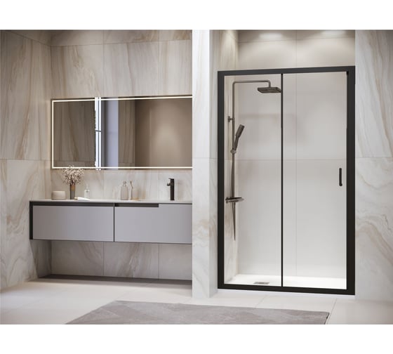 Изображение товара Душевая дверь RGW 120x195 PA-14 B чёрный, прозрачное, 6 мм (118-122) 41081412-14