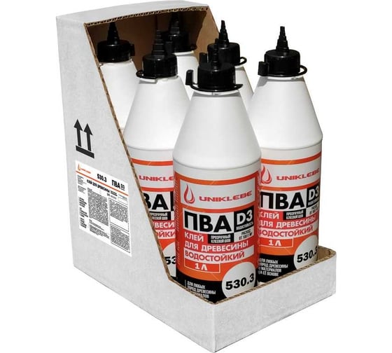 Изображение товара Клей ПВА UNIKLEBE 530.3 Клей ПВА D3 профессиональный водостойкий 6x1 л 5303066