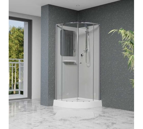 Изображение товара Душевая кабина RGW 100x100x200 AN-208 полукругольная, матовый хром, прозрачное, 5 мм 3 уп. 381320800-12