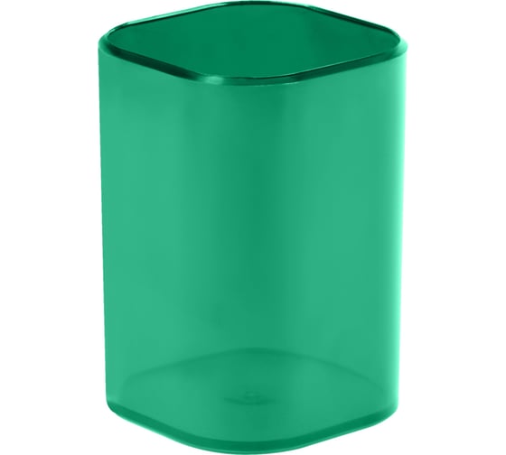 Изображение товара Подставка-стакан Стамм фаворит, пластиковая, квадратная, тонированная зеленая ПС-30581