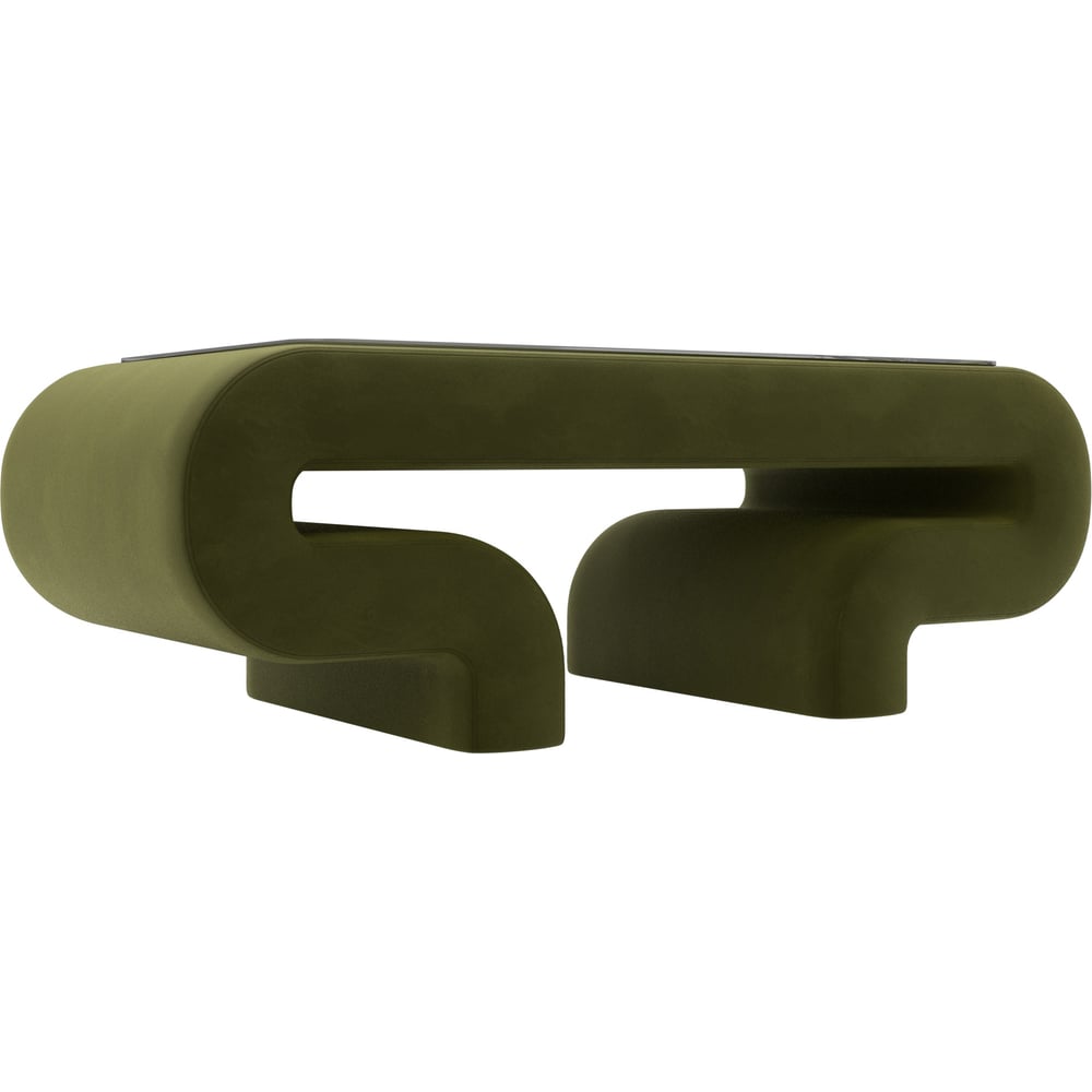 Изображение товара Стол Лига диванов Волна, придиванный, стекло, зеленый, хай-тек стиль