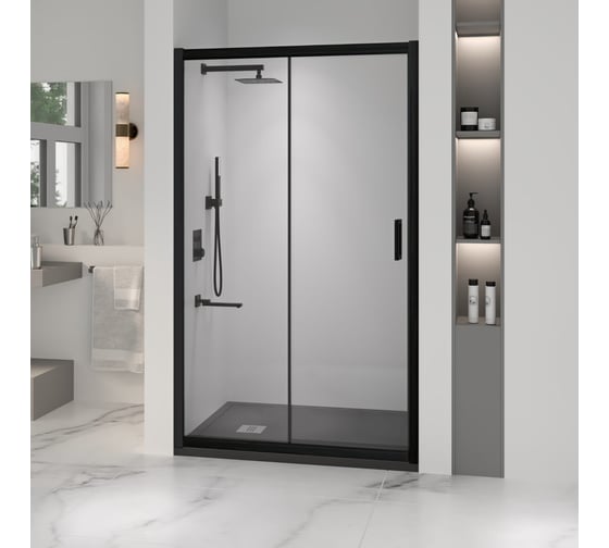 Изображение товара Душевая дверь RGW 140x195 PA-016 B чёрный, прозрачное, 6 мм 350801614-14