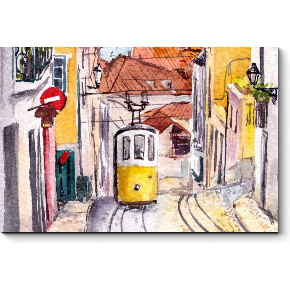 Картина Picsis картина на холсте желтый трамвай 70x110 см