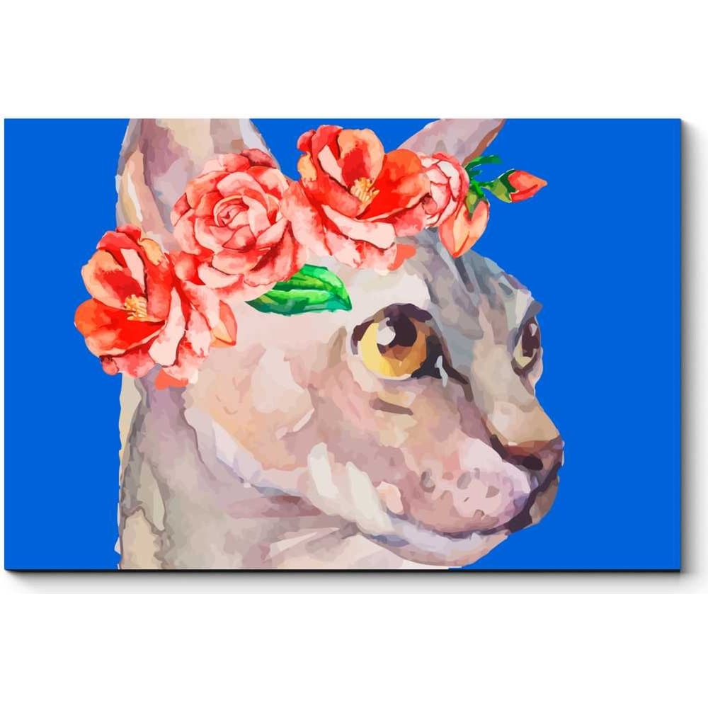 Картина Picsis сувенир дерево кошка с бантом ушки в горошек 30х10х3 см