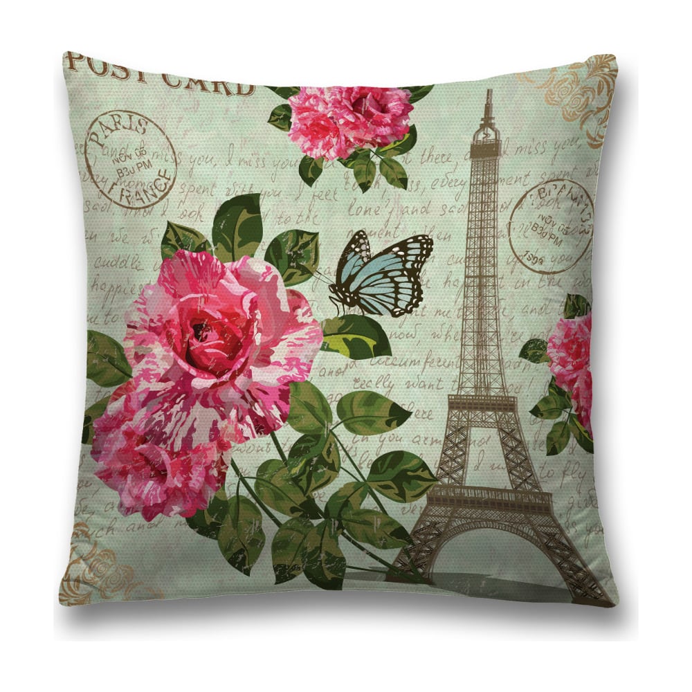 Изображение товара Декоративная наволочка JoyArty Розы и Эйфелева башня 45х45 см