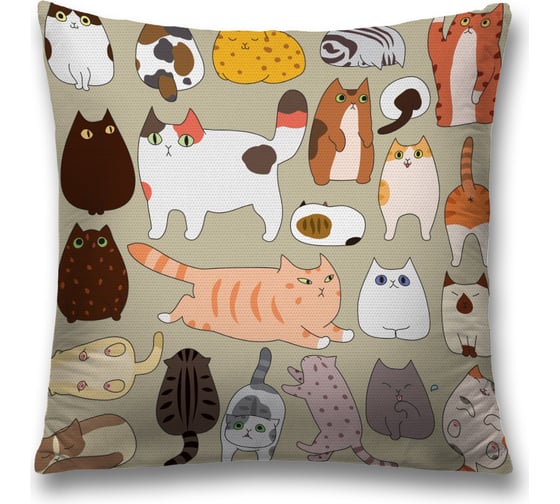 Изображение товара Декоративная наволочка на молнии JoyArty чехол на подушку "Котовечеринка” 45x45 см sl_423828