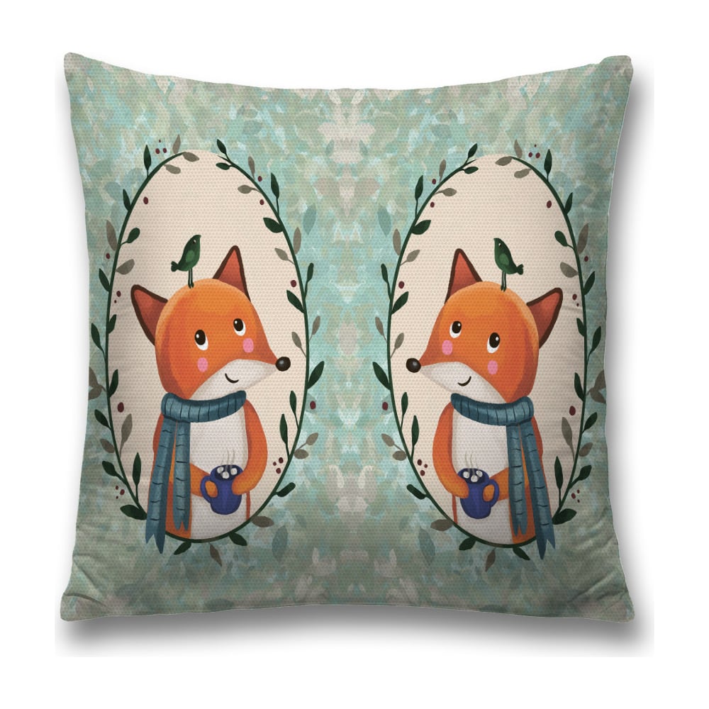 Изображение товара Декоративная наволочка JoyArty Уютный лисенок 45x45 см на молнии