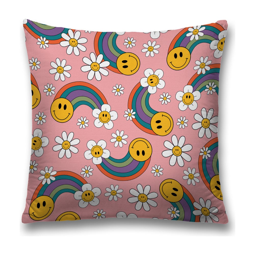 Изображение товара Декоративная наволочка JoyArty 45x45 см "Ромашки и радуга" на молнии
