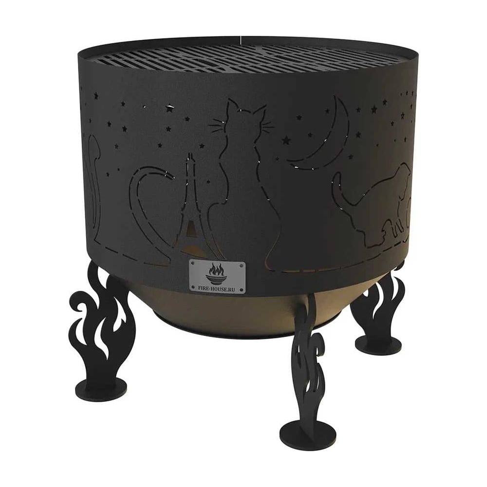 Изображение товара Костровая чаша FIRE-HOUSE Коты и Звезды 50 см с решеткой гриль
