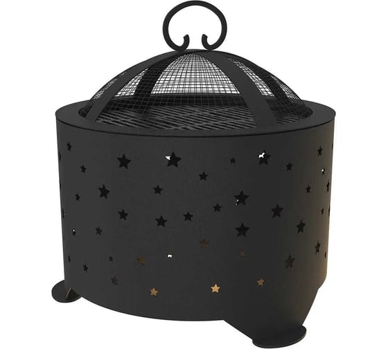 Изображение товара Комплект FIRE-HOUSE костровая чаша звезды диаметр 50 с плоским дном с решеткой гриль и крышкой искрогасителем Pd4-500звезды