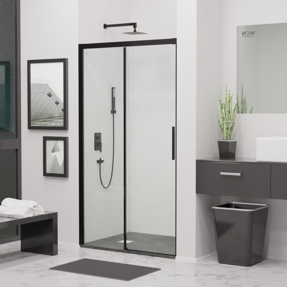 Изображение товара Душевая дверь RGW LE-12-B 100x195 см черная с прозрачным стеклом 6 мм