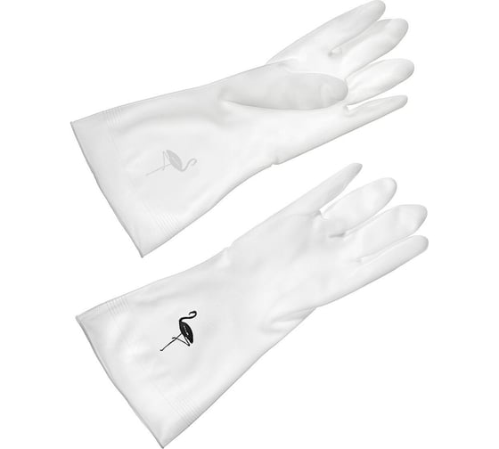 Изображение товара Перчатки You'll Love ПВХ, белые с фламинго, р.S/120/12 75051