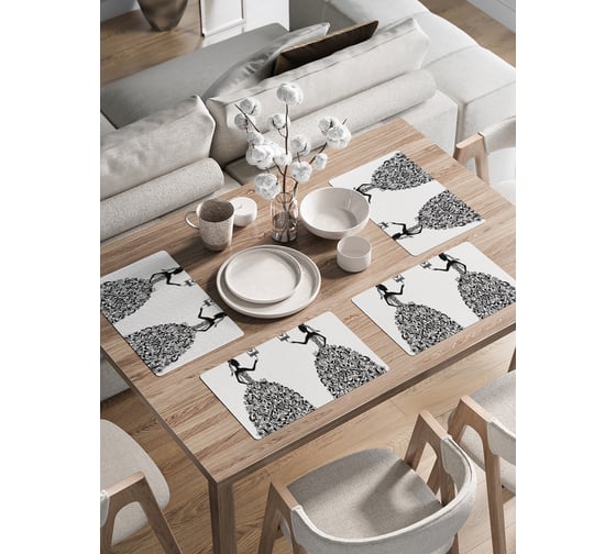 Изображение товара Набор прямоугольных тканевых салфеток на стол для сервировки JoyArty Принцесса плейсмат, 30x46 см, 4шт. ser002_425005_30x46