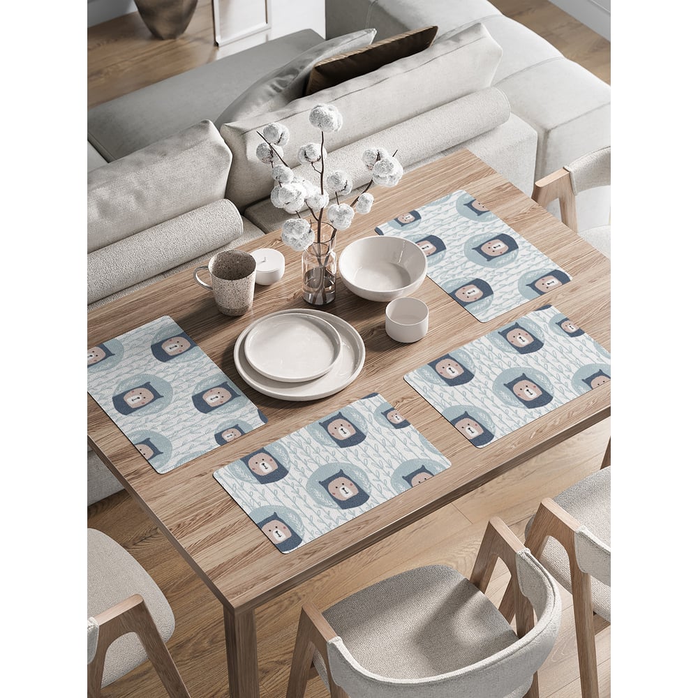 Набор прямоугольных тканевых салфеток на стол для сервировки JOYARTY, цвет белый ser002_423835_30x46 - фото 1