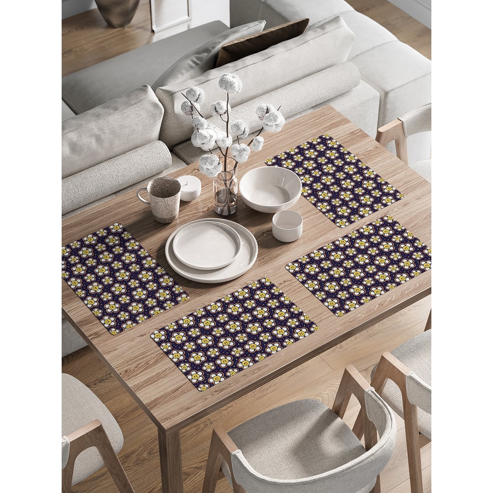 Набор прямоугольных тканевых салфеток на стол для сервировки JOYARTY бусины для ароматерапии с отверстием круглые фиолетовый d 0 6 см набор 60 шт 5