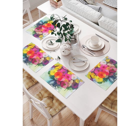 Изображение товара Комплект тканевых салфеток JoyArty ваза цветов для сервировки стола, 32x46 см, 4шт np_74209