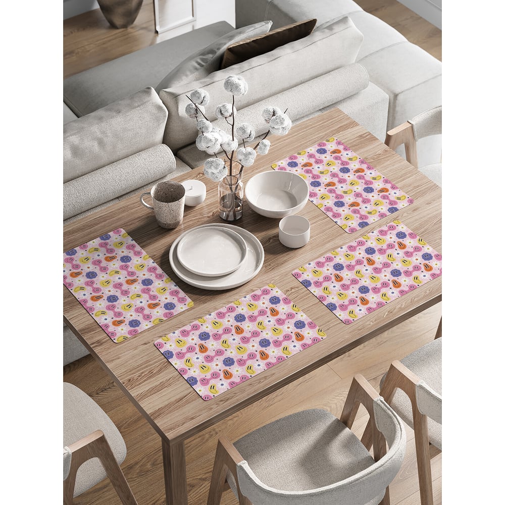 Набор прямоугольных тканевых салфеток на стол для сервировки JOYARTY кушетка шарм дизайн гамма 120 левый белый и фиолетовый