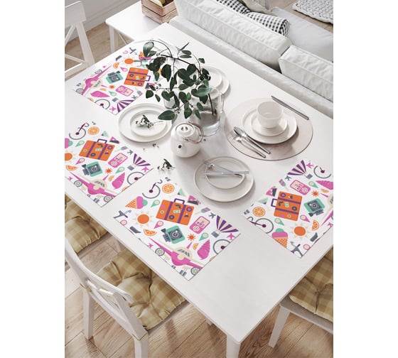 Изображение товара Салфетки на стол для сервировки JoyArty прямоугольные, плейсмат Отпуск в лето, 32x46 см, в комплекте 4шт. np_423851