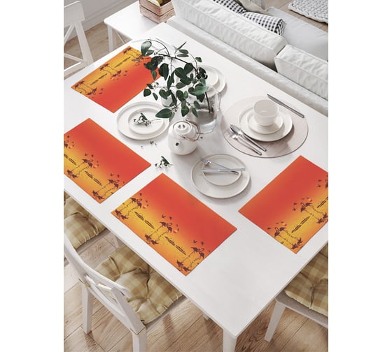 Изображение товара Салфетки на стол для сервировки JoyArty прямоугольные, плейсмат Фламинго на закате, 32x46 см, в комплекте 4шт. np_423253