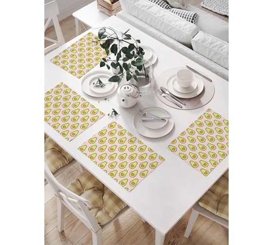 Изображение товара Салфетки на стол для сервировки JoyArty прямоугольные, плейсмат Мало половин, 32x46 см, в комплекте 4шт. np_91963