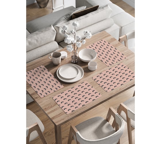 Изображение товара Набор прямоугольных тканевых салфеток на стол для сервировки JoyArty Моська плейсмат, 30x46 см, 4шт. ser002_423844_30x46