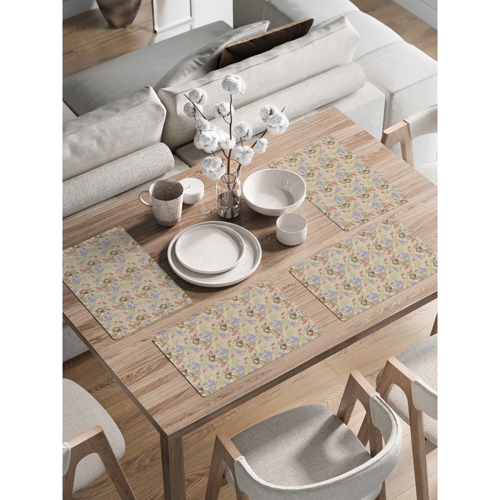 Набор прямоугольных тканевых салфеток на стол для сервировки JOYARTY, цвет бежевый ser002_55829_30x46 - фото 1