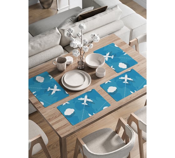 Изображение товара Набор прямоугольных тканевых салфеток на стол для сервировки JoyArty Полет в небе плейсмат, 30x46 см, 4шт. ser002_423736_30x46