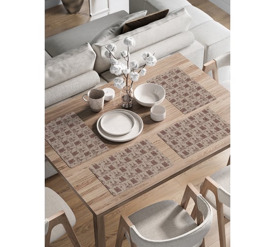 Изображение товара Набор прямоугольных тканевых салфеток на стол для сервировки JoyArty Парижское настроение плейсмат, 30x46 см, 4шт. ser002_423752_30x46