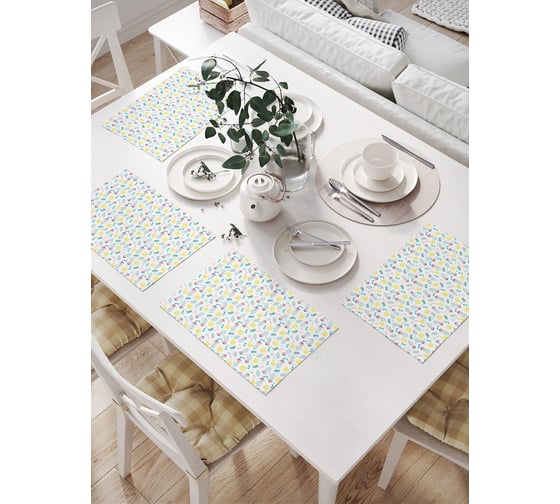 Изображение товара Салфетки на стол для сервировки JoyArty прямоугольные, плейсмат Цветочное безумие, 32x46 см, в комплекте 4шт. np_423248