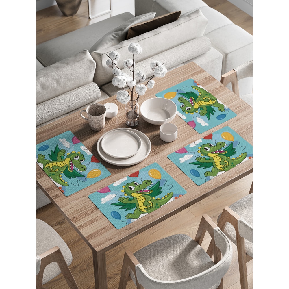 Набор прямоугольных тканевых салфеток на стол для сервировки JOYARTY детский развивающий набор часы морские животные 32 карточки