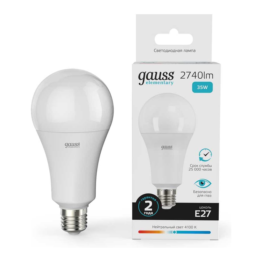 Изображение товара LED лампа Gauss Elementary A67 35W E27 2740lm 4100K для общего освещения