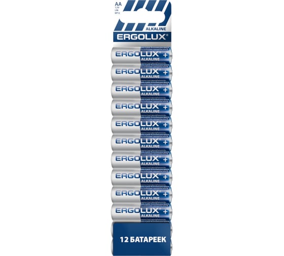 Изображение товара Батарейка Ergolux Alkaline bp12 lr6 (промо, lr6 bp12, 1.5в), 12 шт. 15199