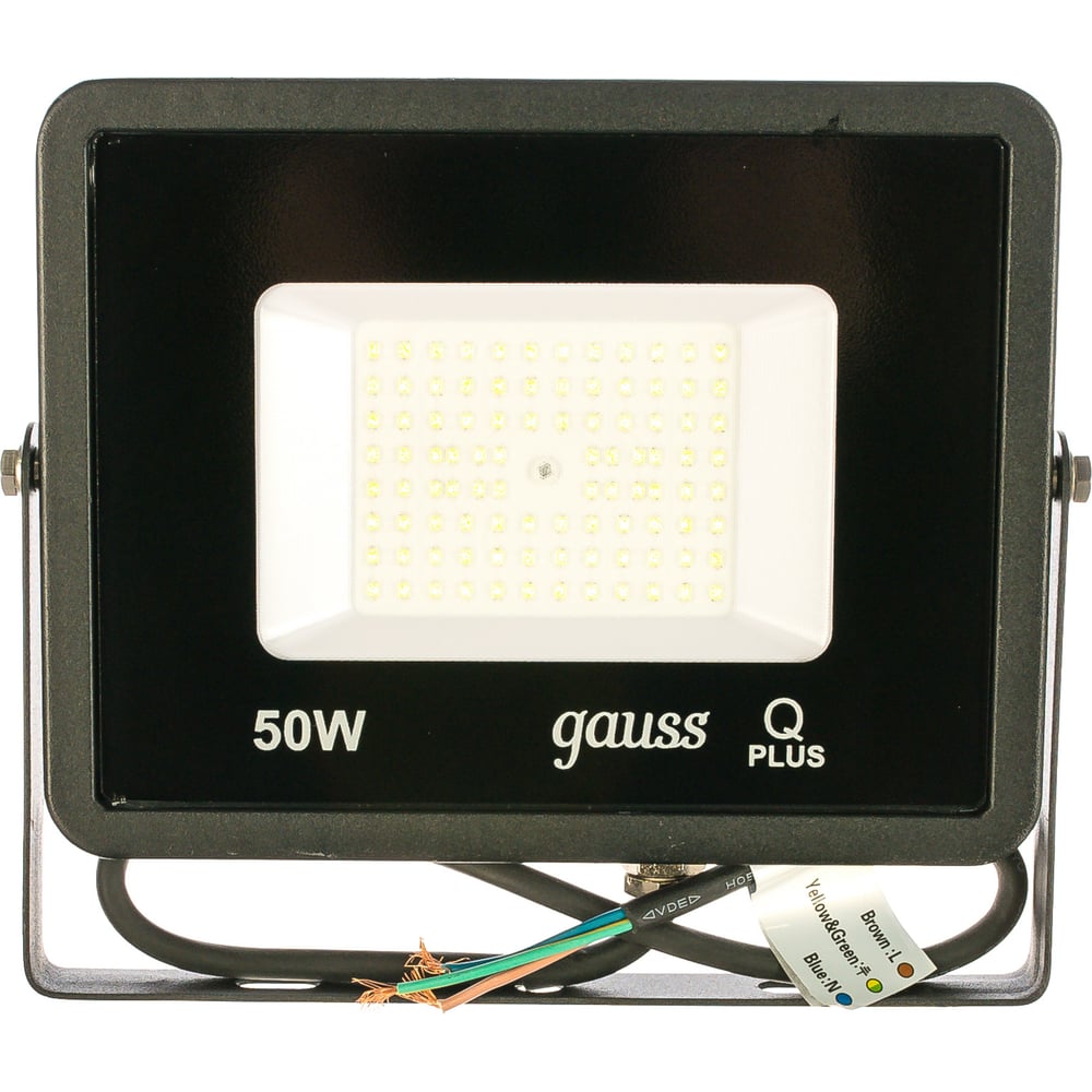 фото Прожектор gauss led qplus 50w 4500lm ip65 6500к черный 613511350