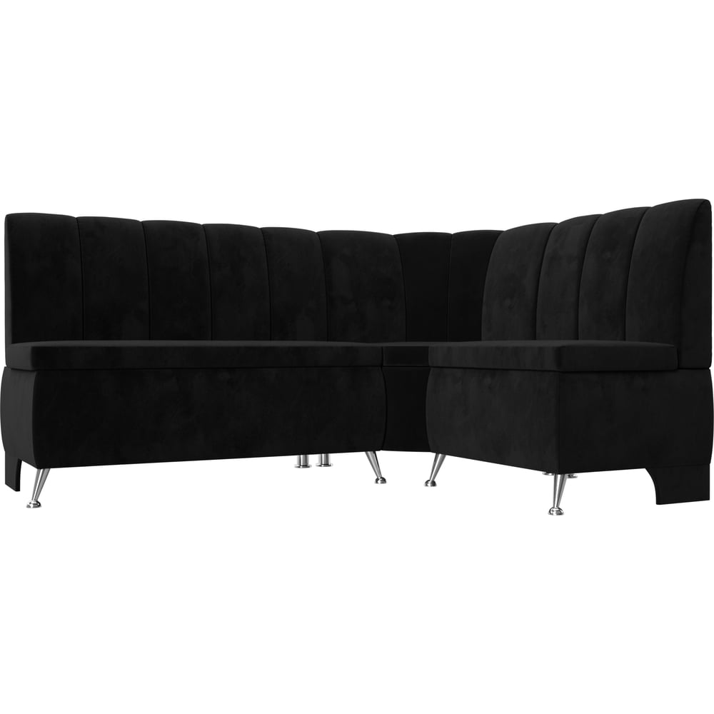 Изображение товара Кухонный угловой диван Лига диванов Кантри правый угол 106845 велюр черный