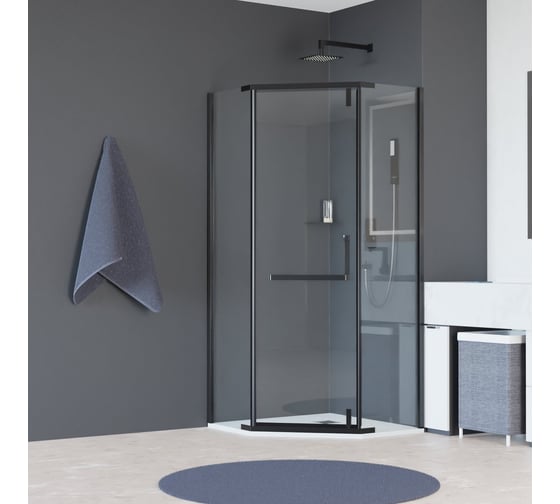 Изображение товара Душевой уголок RGW 90x90x195 HO-081-B Трапеция/Чёрный/Прозрачное/8 мм 350608199-14