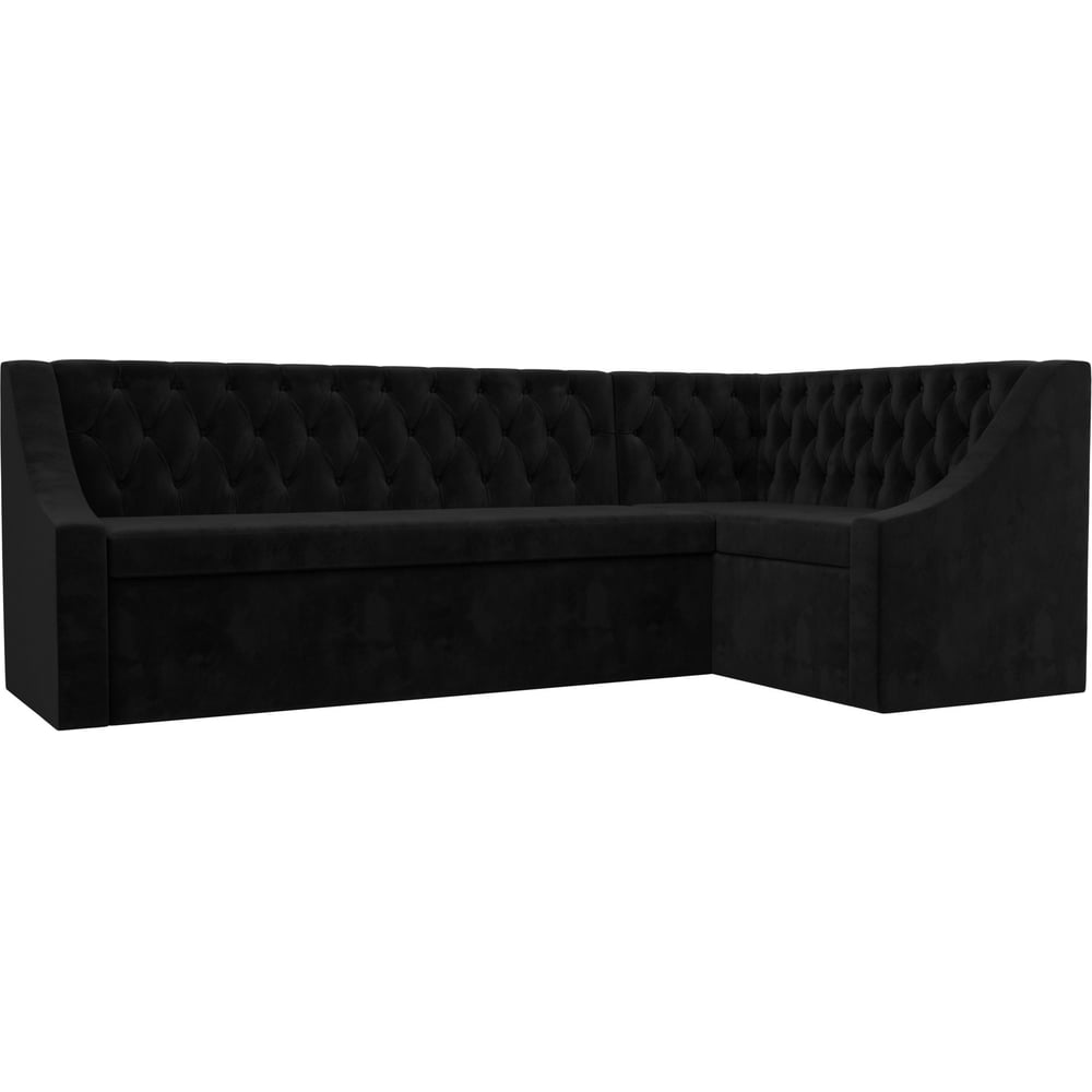 Изображение товара Кухонный угловой диван Мерлин правый угол велюр черный современный стиль