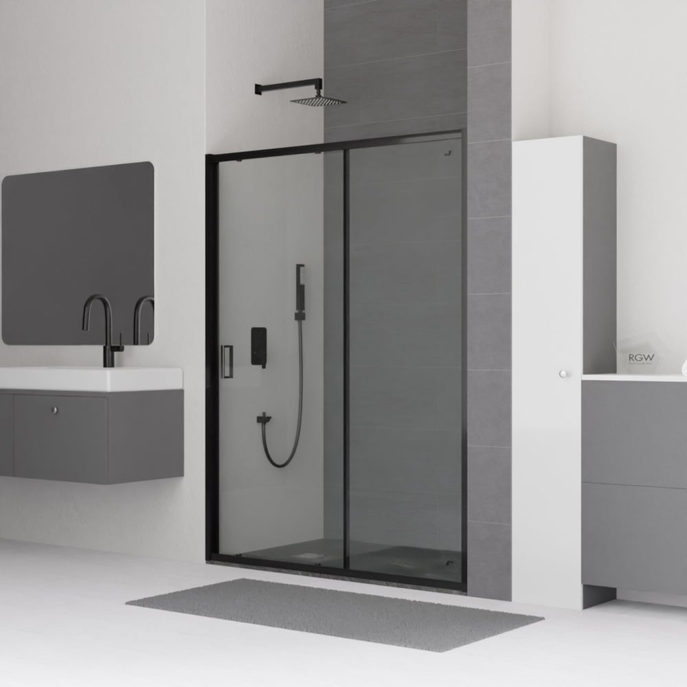 Изображение товара Душевая дверь RGW 150x185 CL-14-B черная прозрачная 5 мм стекло