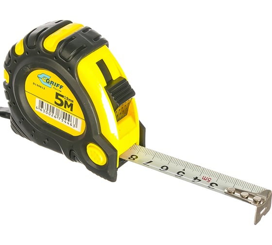 Изображение товара Рулетка 5мх19мм с 3 фиксаторами, в обрезиненном корпусе GRIFF d135012